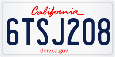 CA license plate 6TSJ208