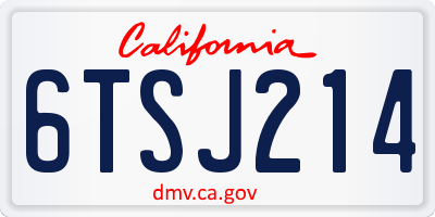 CA license plate 6TSJ214