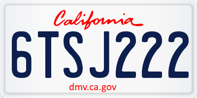 CA license plate 6TSJ222