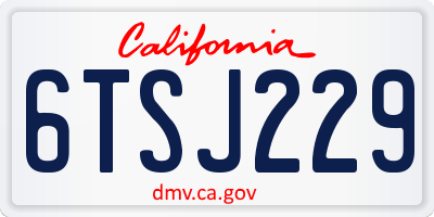 CA license plate 6TSJ229