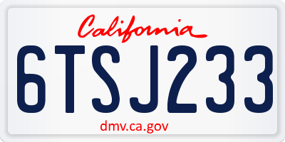 CA license plate 6TSJ233