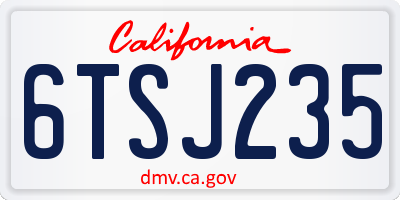 CA license plate 6TSJ235