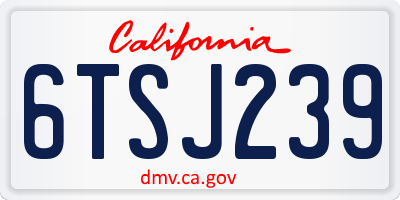 CA license plate 6TSJ239
