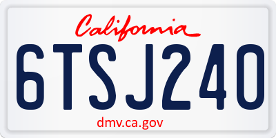 CA license plate 6TSJ240