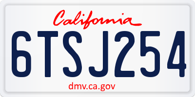 CA license plate 6TSJ254