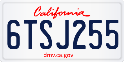 CA license plate 6TSJ255