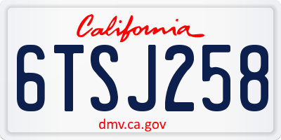 CA license plate 6TSJ258
