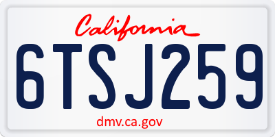 CA license plate 6TSJ259