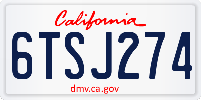 CA license plate 6TSJ274