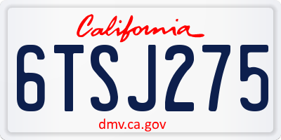 CA license plate 6TSJ275