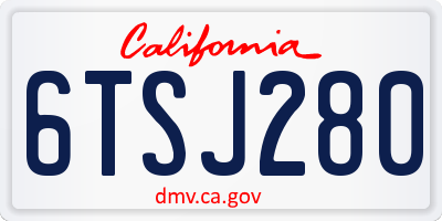 CA license plate 6TSJ280