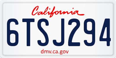 CA license plate 6TSJ294