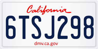 CA license plate 6TSJ298