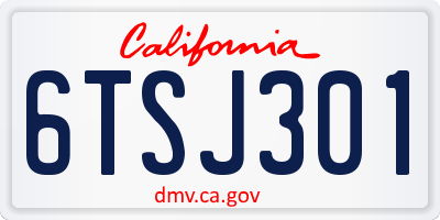 CA license plate 6TSJ301