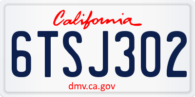 CA license plate 6TSJ302
