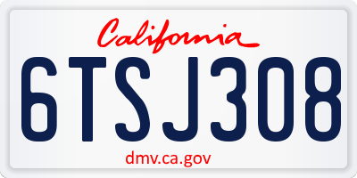 CA license plate 6TSJ308