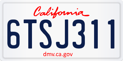 CA license plate 6TSJ311