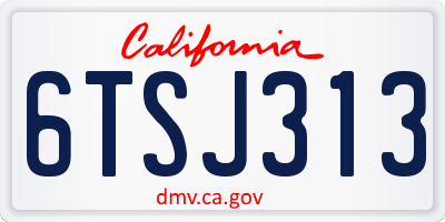 CA license plate 6TSJ313