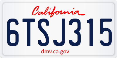 CA license plate 6TSJ315