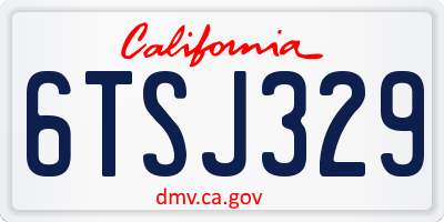 CA license plate 6TSJ329
