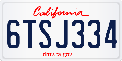 CA license plate 6TSJ334