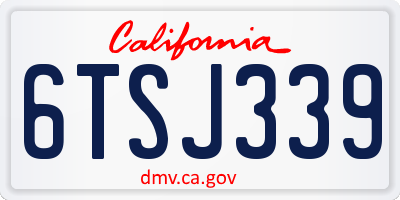CA license plate 6TSJ339