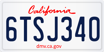 CA license plate 6TSJ340