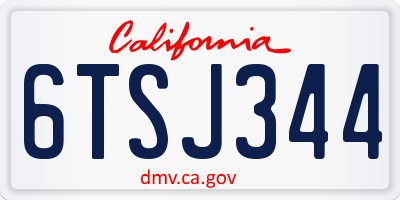 CA license plate 6TSJ344