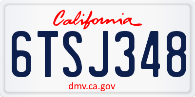 CA license plate 6TSJ348