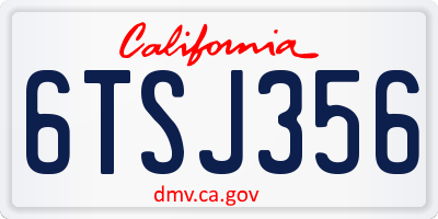 CA license plate 6TSJ356