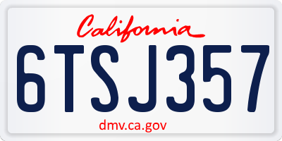 CA license plate 6TSJ357