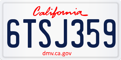 CA license plate 6TSJ359