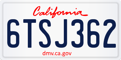 CA license plate 6TSJ362