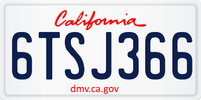 CA license plate 6TSJ366