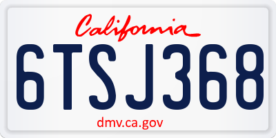 CA license plate 6TSJ368