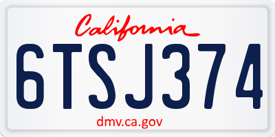 CA license plate 6TSJ374