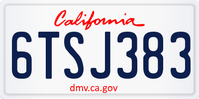 CA license plate 6TSJ383