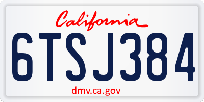 CA license plate 6TSJ384