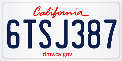 CA license plate 6TSJ387