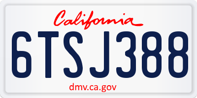 CA license plate 6TSJ388