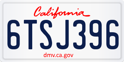 CA license plate 6TSJ396