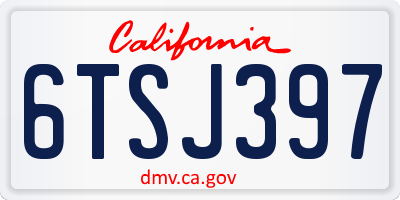 CA license plate 6TSJ397