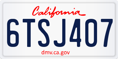 CA license plate 6TSJ407