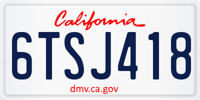 CA license plate 6TSJ418