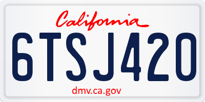 CA license plate 6TSJ420