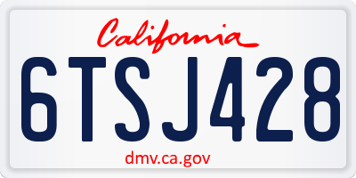 CA license plate 6TSJ428