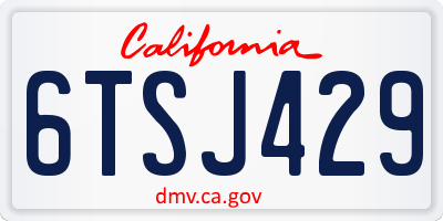 CA license plate 6TSJ429