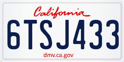 CA license plate 6TSJ433