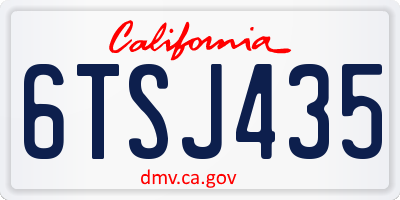 CA license plate 6TSJ435