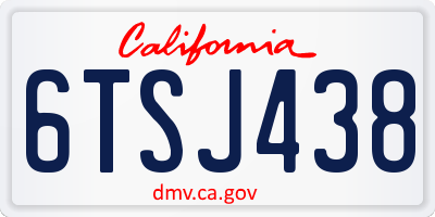CA license plate 6TSJ438